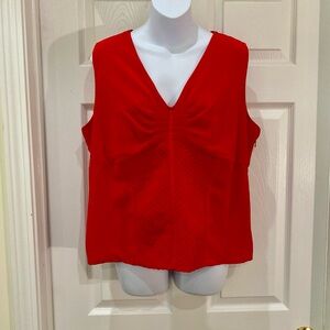 Oscar de la Renta Vibrant Red V-Neck Blouse | EUC | size 14